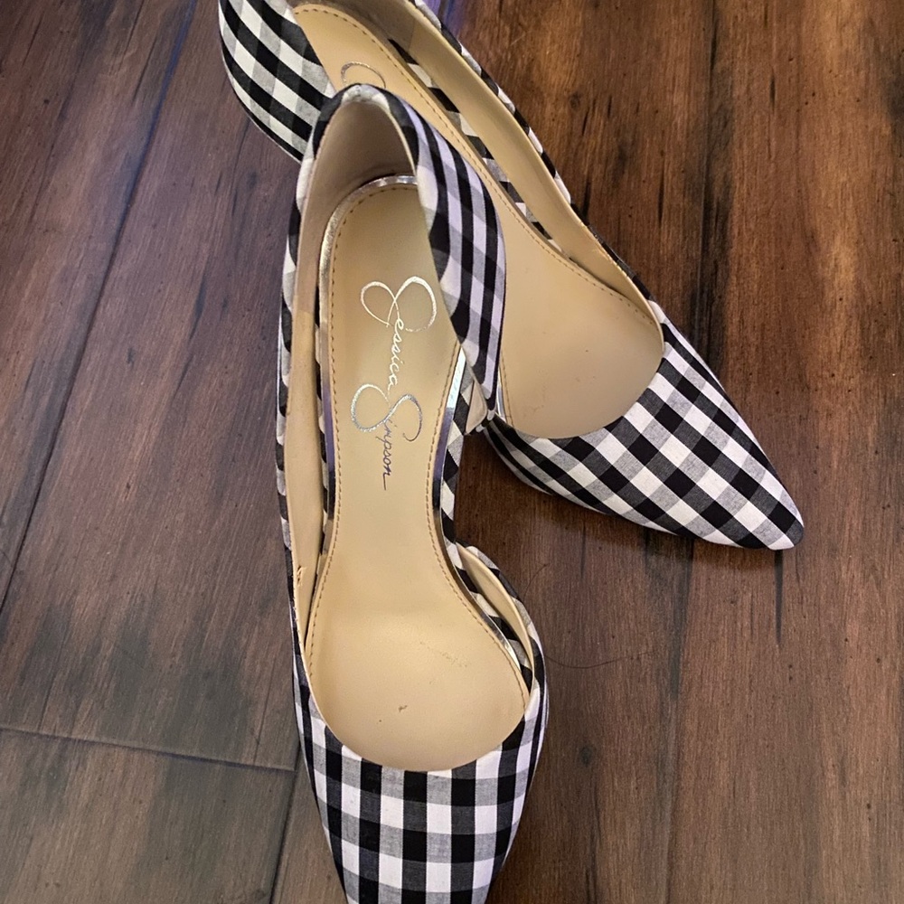 Jessica Simpson Gingham Black and White Heels